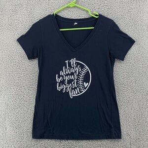 Graphic Logo "I'll always be your biggest fan"‎ Baseball T-Shirt Women's Sz Med